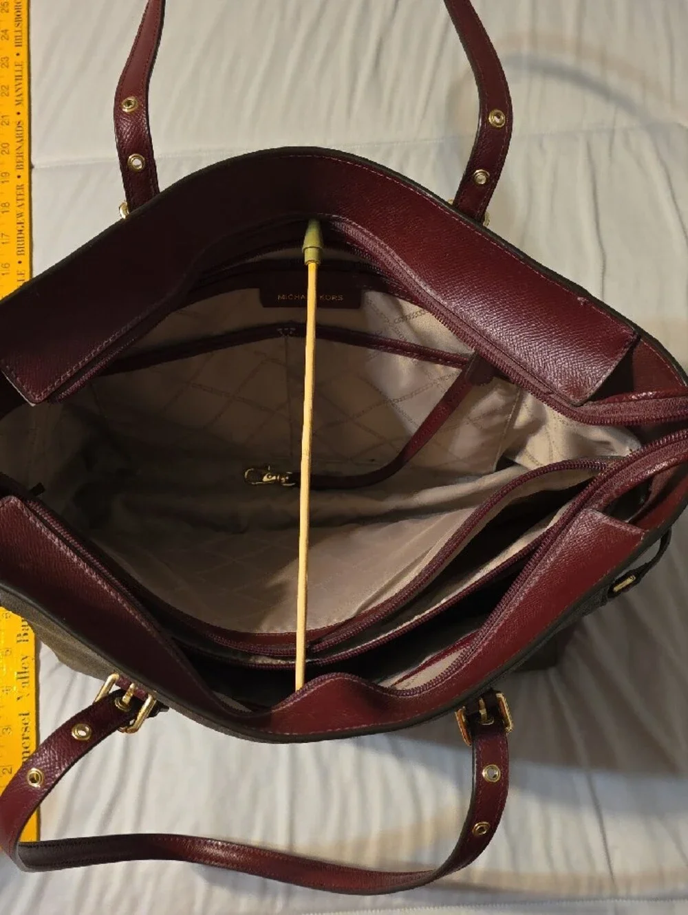 Michael Kors Brown and Burgundy Signature Tote